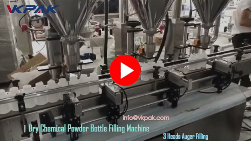 Mașină automată de umplere a sticlelor cu pulbere cu trei capete