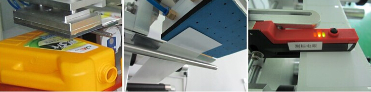 Mașină de etichetare a pungilor de plastic pentru pungi cu gura de scurgere semi-automată pentru suprafață plană