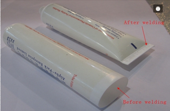 welding samples from ultrasonic tubes sealer sudare cu mostre.jpg