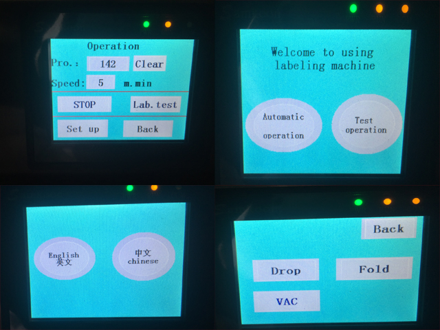 Semn de control în interiorul ecranului pentru operarea etichetei mașinilor